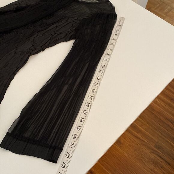 Komarov Black Witchy Crinkle Long Sleeve Midi Dress Size Large - Picture 13 of 14